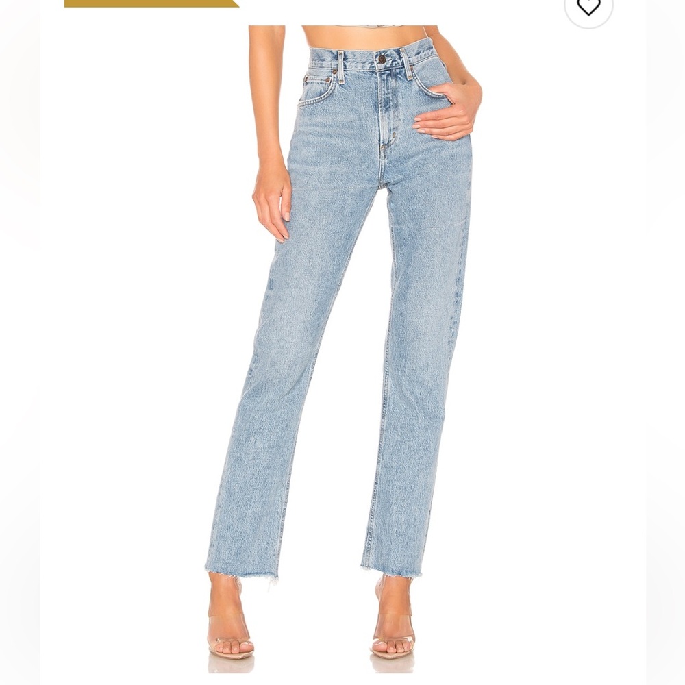AGOLDE Cherie Straight Leg High Rise Jeans Raw Hem in Merit 24
